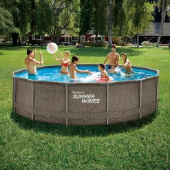 Summer Waves Zwembad Active Frame 457 X 106 cm Dark Double Rattan + filterpomp