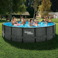 Summer Waves Zwembad Elite Frame 488 X 122 cm Dark Herringbone + filterpomp