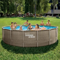 Summer Waves Zwembad Elite Frame 488 X 122 cm Dark Triple Basketweave + zandfilterpomp