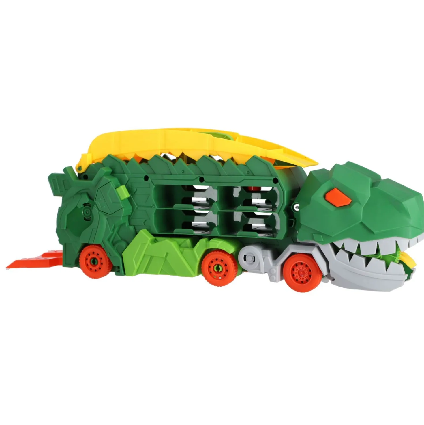 Transporter carrycase dino met 2 diecast auto's