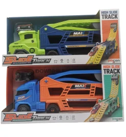 Truck met lanceerbaan en 2 auto's 70x10x2 assorti