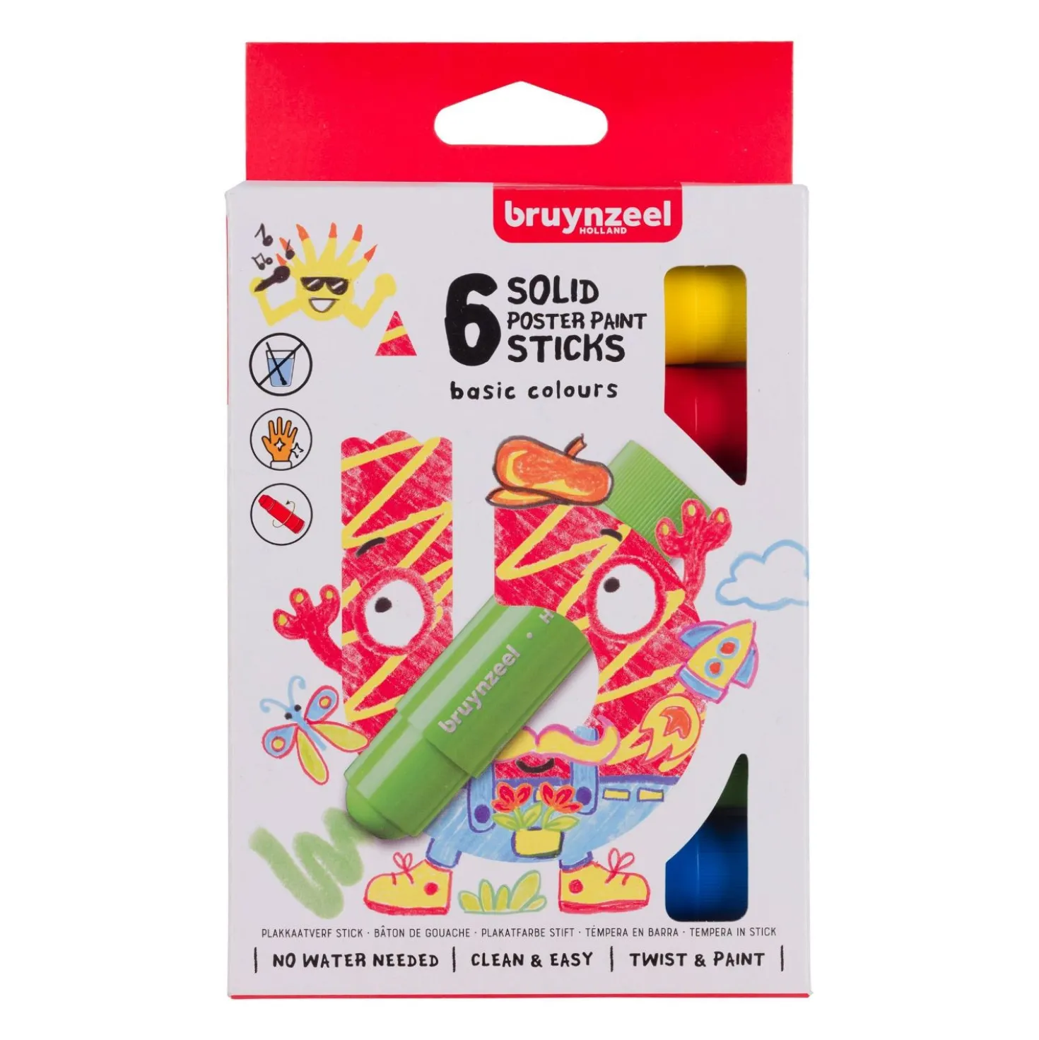 Verfstiften 6 Stuks Basic Kleuren