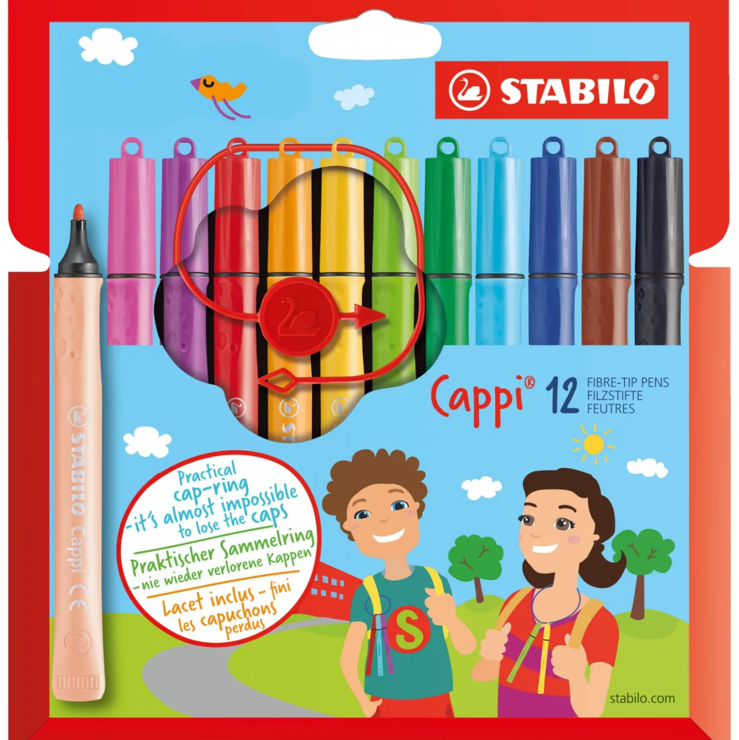 Viltstiften Stabilo Cappi Etui 12 Stuks