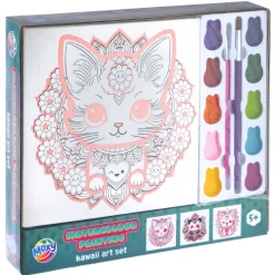 waterverf schilderset Kawaii 3x canvas 20c20cm 2 assorti